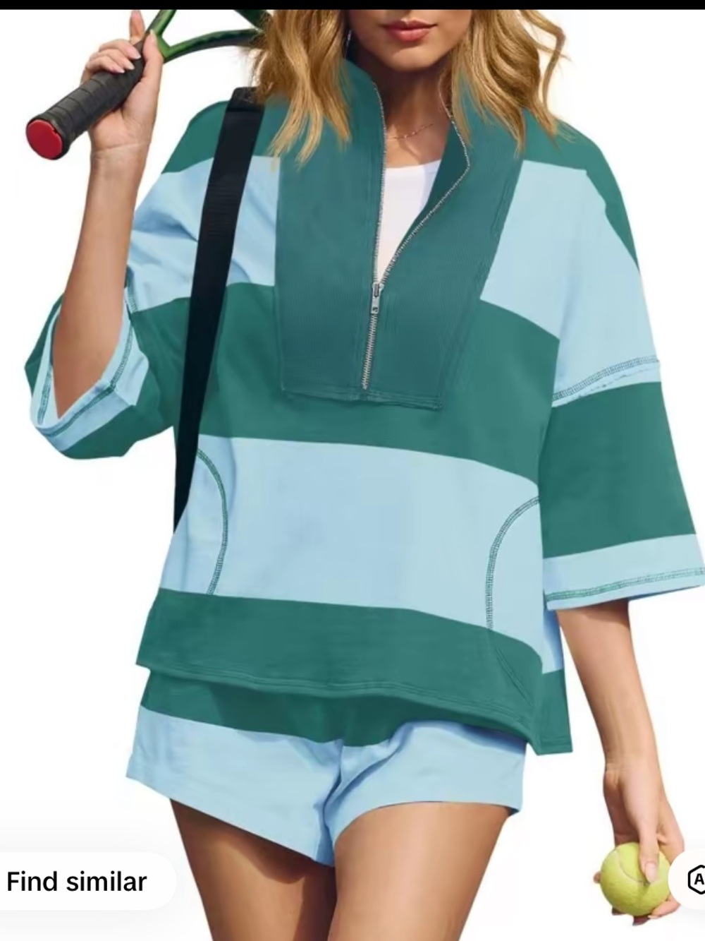 Women's Teal and Light Blue Striped Top and Shorts Set. Size Medium. NWT.